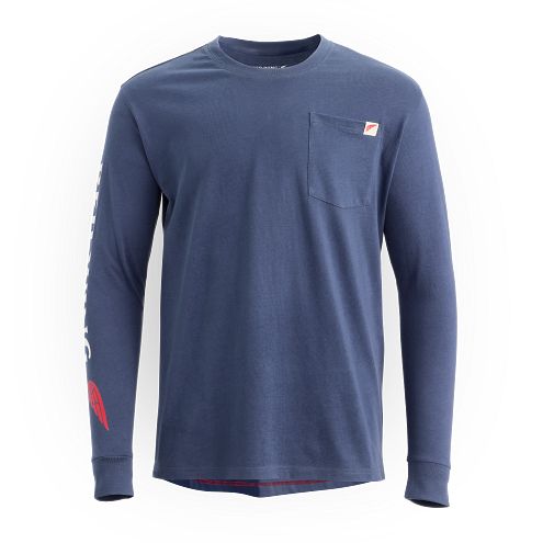 Go to Long Sleeve Pocket T-Shirt with Sleeve Print Men's Long Sleeve T-Shirt in Navy